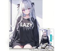 Jigsaw Puzzles 1000 Pieces for Adults Lazy Anime Girl Impossible Game Challenging To Complete for Is Ideal As A Gift 38x26cm