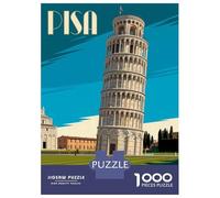 Jigsaw Puzzles 1000 Pieces for Adults Leaning Tower of Pisa Travel Puzzle for Adults Toy Wall Decor Hand Speed Race Stress Reduction Gifts 70x50cm/1000pcs