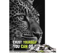 Jigsaw Puzzles 1000 Pieces for Adults Leopard Animal Quotes Puzzle for Adults Woodenboard Puzzles Family Decoration 1000pcs (75x50cm)