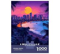 Jigsaw Puzzles 1000 Pieces for Adults Libreville Gabon Cityscape at Sunset Jigsaws for Adults Fun Games A Work of Art Deal As Gifts for The Whole Family 70x50cm/1000pcs