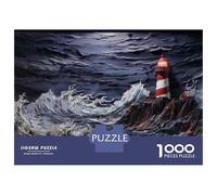 Jigsaw Puzzles 1000 Pieces for Adults Lighthouse Stormy Sea Waves Jigsaw Puzzle Relax Games Precision Cutting Unique Birthday And Gifts 70x50cm/1000pcs