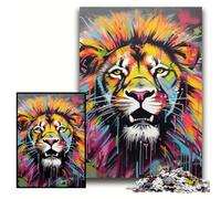 Jigsaw Puzzles 1000 Pieces for Adults Lion Graffiti Art Impossible Jigsaw Puzzles for Adults Size 50x75cm Brain Teaser, Adult Game, Family Interactive Activity