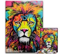 Jigsaw Puzzles 1000 Pieces for Adults Lion Graffiti Art Wooden Jigsaw Puzzles Brain Challenge Game for Teenagers & Family Interaction 50x75CM/19.68x29.52inch