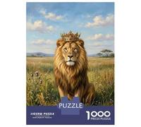 Jigsaw Puzzles 1000 Pieces for Adults Lion King with Crown in Savannah Jigsaw for Adults Relaxing Games Difficult Challenge for Birthday, Chrismas 52x38cm/1000pcs