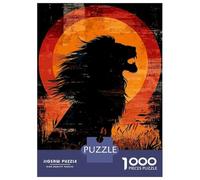 Jigsaw Puzzles 1000 Pieces for Adults Lion Silhouette Sunset Puzzles for Adults Fun Games Improve Memory Deal As Gifts for The Whole Family 52x38cm/1000pcs