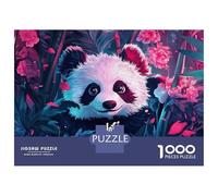 Jigsaw Puzzles 1000 Pieces for Adults Lofi Panda Floral Jungle Puzzle for Adults Toy Wall Decor Hand Speed Race Stress Reduction Gifts 38x26cm/1000pcs