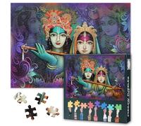 Jigsaw Puzzles 1000 Pieces for Adults Lord Krishna Hindu God Lord Radha Krishna India Religious Eternal Devotion Traditional Masterpiece Paper Brain Training Hobby Home Art 27.5x19.7 Inch