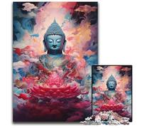 Jigsaw Puzzles 1000 Pieces for Adults Lotus And Buddha Statue Wooden Jigsaw Puzzles Educational Toy for Teenagers Home Office Decor 1000 PCS(38x26cm)