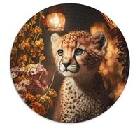 Jigsaw Puzzles 1000 Pieces for Adults Magic Fantasy Cheetah Cub Round Jigsaw Puzzles 1000 Pieces for Adults Perfect for Family Fun, Party Games, Birthday Party Favors 67.5x67.5cm