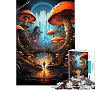 Jigsaw Puzzles 1000 Pieces for Adults Magic Mushroom Forest Adult Jigsaw Relaxing Games Difficult Challenge Stress Reduction Gifts (Size 50x75cm)