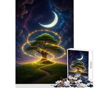 Jigsaw Puzzles 1000 Pieces for Adults Magical Tree Under Crescent Moon Toy Wall Decor Gifts for Women Men Relaxing Games Artists Collection, Fine Art Size 50x75cm