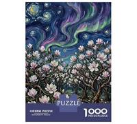 Jigsaw Puzzles 1000 Pieces for Adults Magnolia Trees Under Aurora Painting Puzzle for Adults Toy Wall Decor Hand Speed Race Stress Reduction Gifts 38x26cm/1000pcs