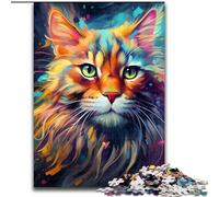 Jigsaw Puzzles 1000 Pieces for Adults Maine Coon Puzzles for Adults Family Interaction & Fun Gift, Vibrant Abstract Design (Size 26x38 cm)
