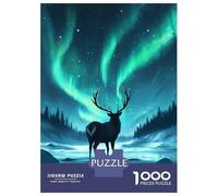 Jigsaw Puzzles 1000 Pieces for Adults Majestic Deer Aurora Puzzles for Adults Fun Games Improve Memory Deal As Gifts for The Whole Family 70x50cm/1000pcs