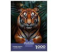 Jigsaw Puzzles 1000 Pieces for Adults Majestic Tiger Portrait in Lush Foliage Jigsaw for Adults Relaxing Games Difficult Challenge for Birthday, Chrismas 38x26cm/1000pcs