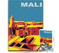 Jigsaw Puzzles 1000 Pieces for Adults Mali City Roof Beautiful Design Game Difficult Challenge Great Gift Size 38x26cm