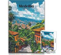 Jigsaw Puzzles 1000 Pieces for Adults Medellin Cityscape Beautiful Design Game Difficult Challenge Great Gift Size 38x26cm
