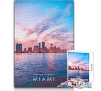 Jigsaw Puzzles 1000 Pieces for Adults Miami Florida Beautiful Design Game Difficult Challenge Great Gift Size 50x75cm