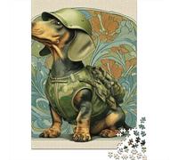 Jigsaw Puzzles 1000 Pieces for Adults Military Dachshund Art Print Adult Puzzles Relaxing Games Difficult Hard Deal As Gifts for The Whole Family 70x50cm/1000pcs