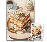 Jigsaw Puzzles 1000 Pieces for Adults Mille-Feuille Pastry with Coffee And Sugar Beautiful Design Game Difficult Challenge Great Gift Size 38x52cm
