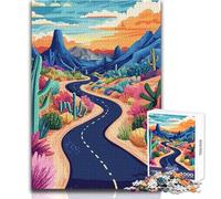 Jigsaw Puzzles 1000 Pieces for Adults Minimalist Art Desert Road Sunset Toy Intellectual Game Improve Memory Anti-Stress Toys Size 38x26cm
