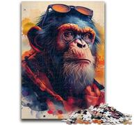 Jigsaw Puzzles 1000 Pieces for Adults Monkey And The Glasses Wall Decoration for Educational Game Gifts for Women Men 38x26cm