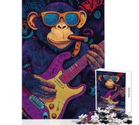 Jigsaw Puzzles 1000 Pieces for Adults Monkey Rockstar Vibes Jigsaw for Adults Fun Games Pattern Assembly Deal As Gifts for The Whole Family (Size 38x52cm)