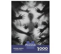 Jigsaw Puzzles 1000 Pieces for Adults Monochrome Silhouette with Reaching Hands Puzzles for Adults Fun Games Improve Memory Deal As Gifts for The Whole Family 38x26cm/1000pcs