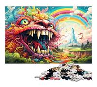 Jigsaw Puzzles 1000 Pieces for Adults Monster on Colorful Background Challenging Difficult Puzzle A Work of Art for Teens Age 14 Years Up 1000 PCS(38x26cm)