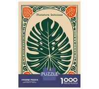 Jigsaw Puzzles 1000 Pieces for Adults Monstera Deliciosa Leaf Illustration Jigsaw for Adults Fun Games Presents for Women Help The Brain Exercise 38x26cm/1000pcs