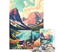 Jigsaw Puzzles 1000 Pieces for Adults Montana Glacier Lake Nature Art Toys Educational Games Practical Game Learning Educational Gifts Ideas (Size 38x52cm)