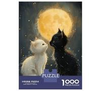 Jigsaw Puzzles 1000 Pieces for Adults Moonlight Cat Companions Jigsaw Puzzle DIY Toys But Fun And Humorous Deal As Gifts for The Whole Family 38x26cm/1000pcs