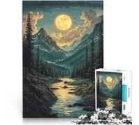 Jigsaw Puzzles 1000 Pieces for Adults Moonlit Mountain River Stressabbau Wanddekoration Einzigartige Geburtstags- und Weihnachtsgeschenke50x70cm