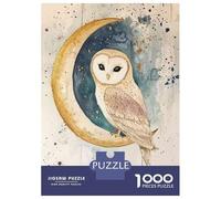 Jigsaw Puzzles 1000 Pieces for Adults Moonlit Owl Watercolor Print Puzzles for Adults DIY Toys Home Decoration Help The Brain Exercise 52x38cm/1000pcs
