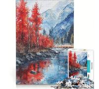 Jigsaw Puzzles 1000 Pieces for Adults Mountain Autumn Reflection Impossible Game Challenging To Complete for Is Ideal As A Gift 38x26cm