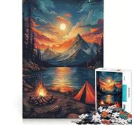 Jigsaw Puzzles 1000 Pieces for Adults Mountain Campfire Camping, Impossible Game, Challenging To Complete, for Is Ideal As A Gift 38x52cm