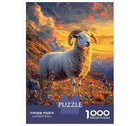 Jigsaw Puzzles 1000 Pieces for Adults Mountain Ram at Sunset Teenager Puzzles Family Game Difficult Challenge Stress Reduction Gifts 38x26cm/1000pcs