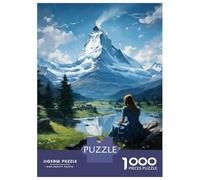 Jigsaw Puzzles 1000 Pieces for Adults Mountain Serenity A Woman's Journey to Nature's Embrace Jigsaws for Adults Relax Games Improve Memory Stress Reduction Gifts 52x38cm/1000pcs