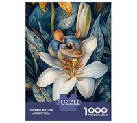 Jigsaw Puzzles 1000 Pieces for Adults Mouse On White Lily Puzzles for Adults Fun Games Improve Memory Deal As Gifts for The Whole Family 70x50cm/1000pcs