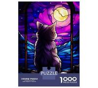 Jigsaw Puzzles 1000 Pieces for Adults Munckhin Cat Stained Glass Jigsaw for Adults Anti-Stress Toys Birthday Present Stress Reduction Gifts 70x50cm/1000pcs