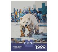Jigsaw Puzzles 1000 Pieces for Adults My Habitat Polar Bear in Cityscape Puzzle for Adults Hands-on Game Improve Memory Deal As Gifts for The Whole Family 70x50cm/1000pcs