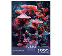 Jigsaw Puzzles 1000 Pieces for Adults Mystical Skull Mushroom Art Print Puzzle for Adults Hands-on Game Improve Memory Deal As Gifts for The Whole Family 70x50cm/1000pcs