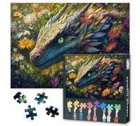 Jigsaw Puzzles 1000 Pieces for Adults Mythical Creatures Puzzle 1000 Pieces Dragons and Flowers Puzzle Teens Educational Toys Challenging Puzzles Suitable for Game Nights Size: 70x50cm