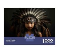 Jigsaw Puzzles 1000 Pieces for Adults Native American Indian Headdress Puzzles for Adults DIY Toys Home Decoration Help The Brain Exercise 52x38cm/1000pcs