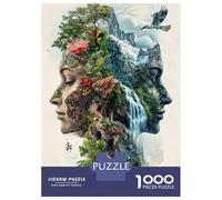 Jigsaw Puzzles 1000 Pieces for Adults Nature's Harmony A Woman's Profile with Lush Greenery And Waterfall Adult Puzzles Relaxing Games But Fun And Humorous for Birthday, Chrismas 38x26cm/1000pcs