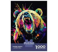 Jigsaw Puzzles 1000 Pieces for Adults Neon Bear Roar Jigsaws for Adults Fun Games Stress Reliever Help The Brain Exercise 38x26cm/1000pcs