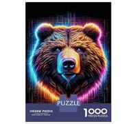 Jigsaw Puzzles 1000 Pieces for Adults Neon Bear Wall Art Print Puzzle for Adults Hands-on Game Improve Memory Deal As Gifts for The Whole Family 70x50cm/1000pcs