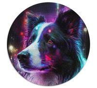 Jigsaw Puzzles 1000 Pieces for Adults Neon Border Collie 1000Pc Adults Round Jigsaw Puzzle Educational Brain Teaser, Artistic Home & Office Decor, 14+ Age 1000pcs (67.5x67.5cm)