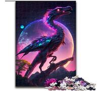 Jigsaw Puzzles 1000 Pieces for Adults Neon Fairytale Dinosaur cardboard Jigsaw Puzzles size 26x38cm for Travel Lovers & Couples, Challenging Toy