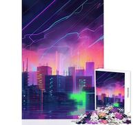 Jigsaw Puzzles 1000 Pieces for Adults Neon Lightning Strikes Toy Wall Decor Gifts for Women Men Relaxing Games Artists Collection, Fine Art Size 50x75cm
